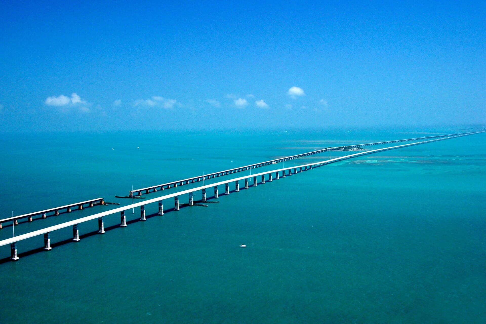 The Seven Mile Bridge stretching across turquoise water in the Florida Keys